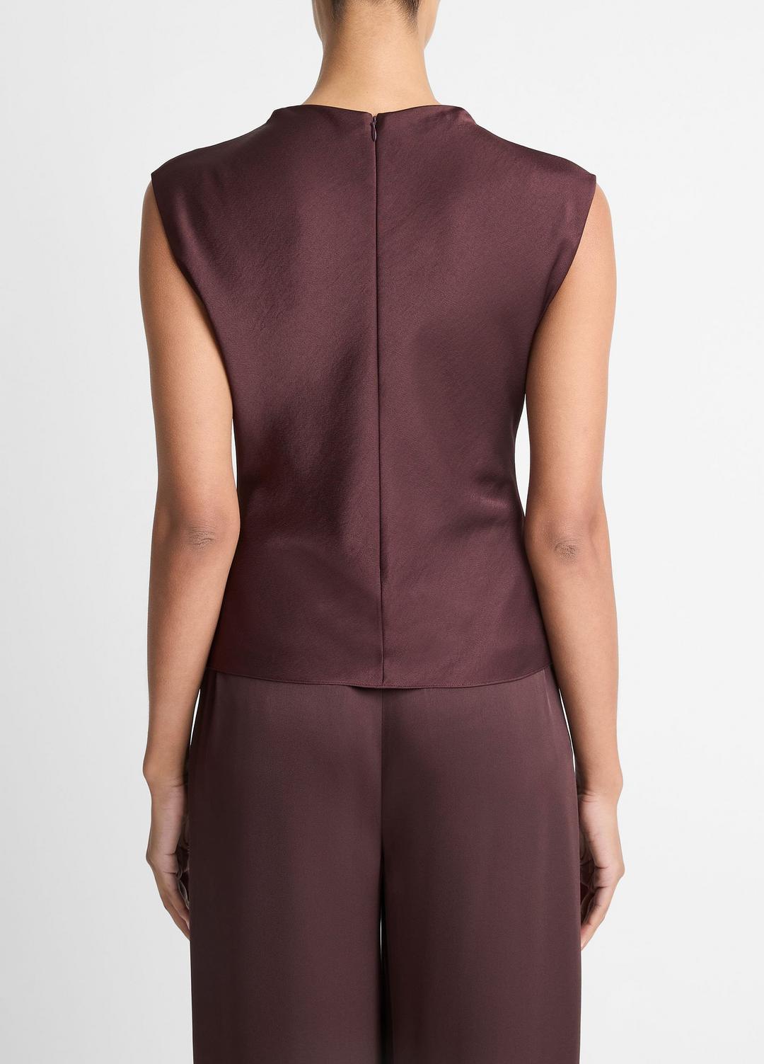 VINCE Classic - Satin Draped Cowl-Neck Top in Tank Tops