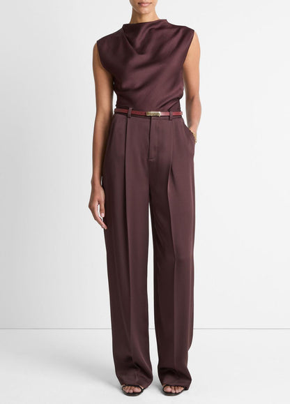 VINCE Classic - Satin Draped Cowl-Neck Top in Tank Tops