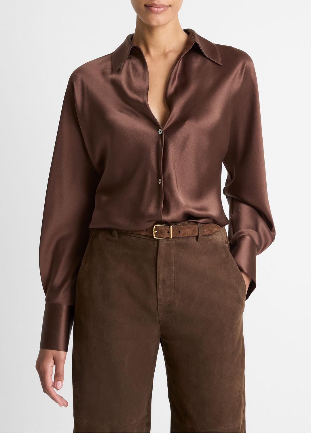 VINCE Trending - Silk Bias Long-Sleeve Blouse in Long Sleeve