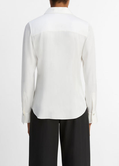 VINCE Recommended - Silk-Blend Slim Button-Front Blouse in Long Sleeve