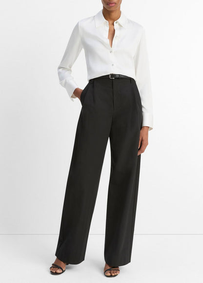 VINCE Recommended - Silk-Blend Slim Button-Front Blouse in Long Sleeve