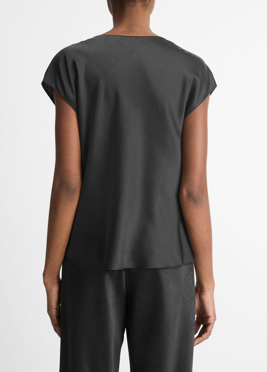 VINCE Hot Sale - Silk Cowl-Neck Blouse in Short Sleeve