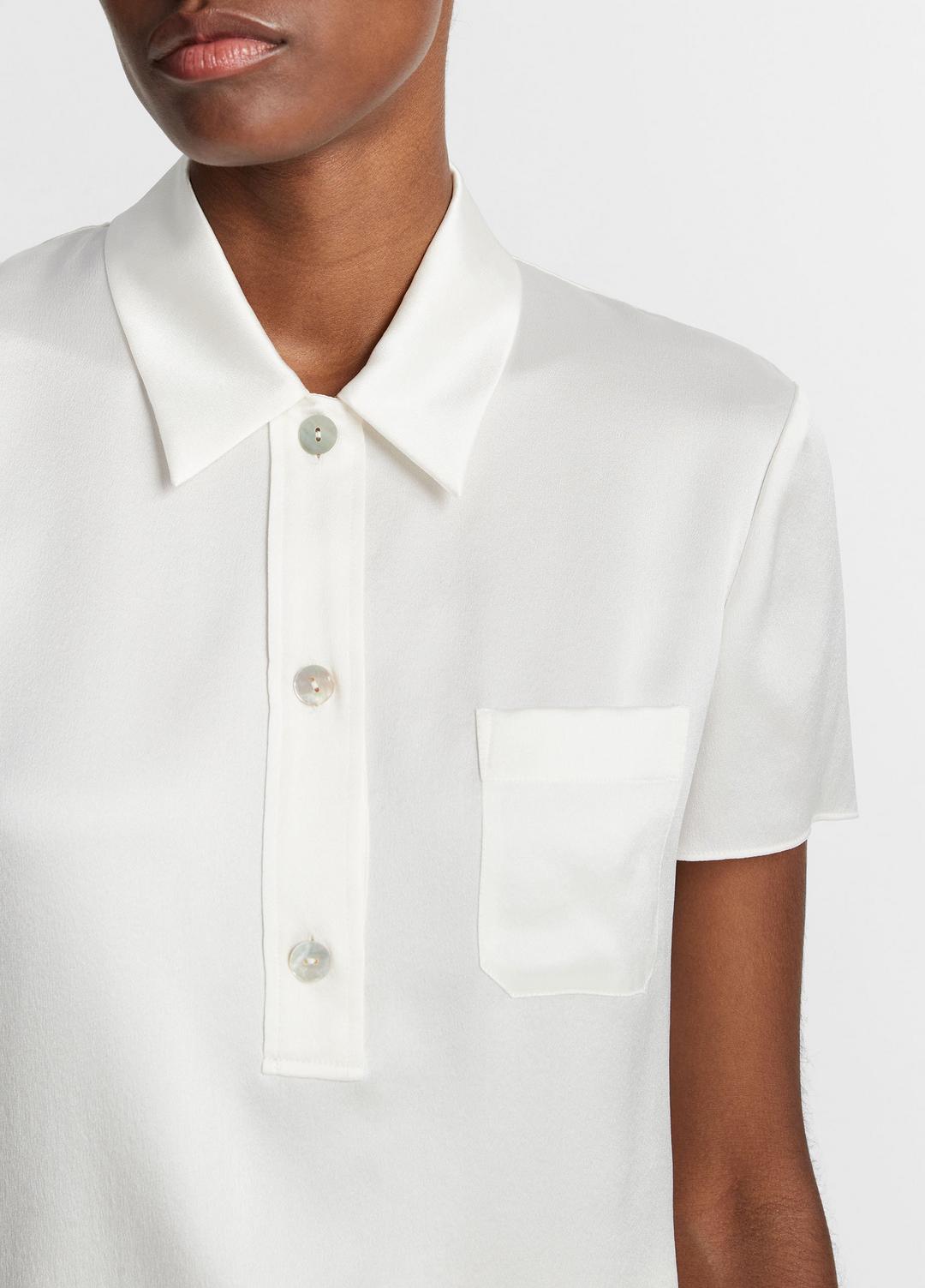 VINCE Recommended - Silk Short-Sleeve Polo Shirt in Short Sleeve