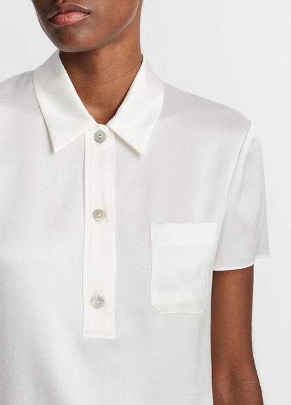 VINCE Recommended - Silk Short-Sleeve Polo Shirt in Short Sleeve