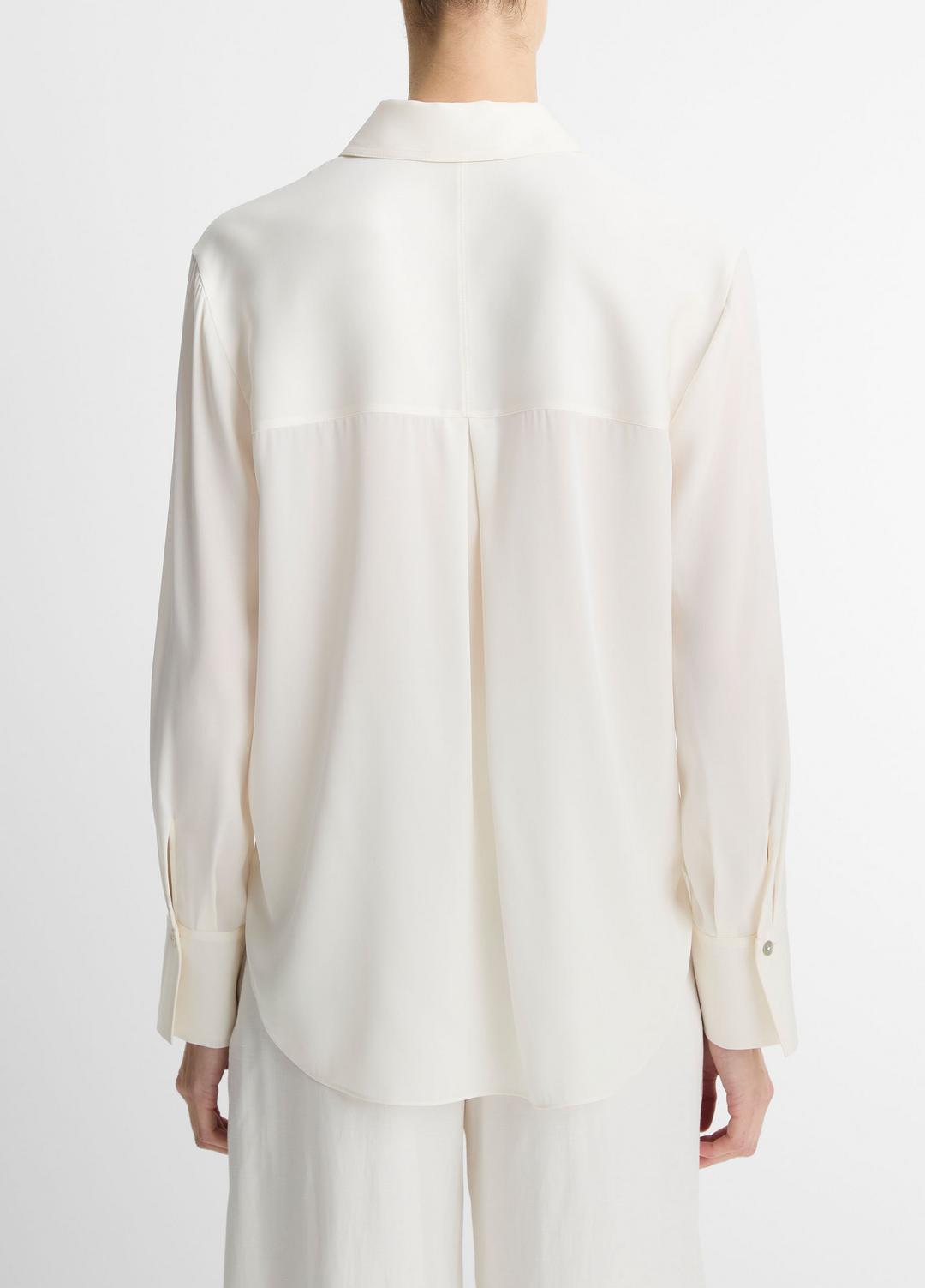 VINCE Best Seller - Stretch-Silk Button-Front Blouse in Long Sleeve