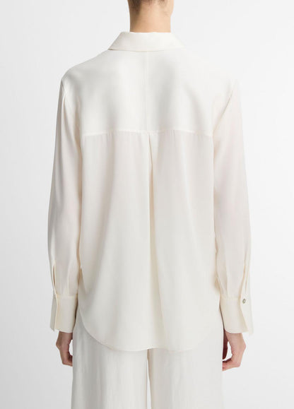 VINCE Best Seller - Stretch-Silk Button-Front Blouse in Long Sleeve