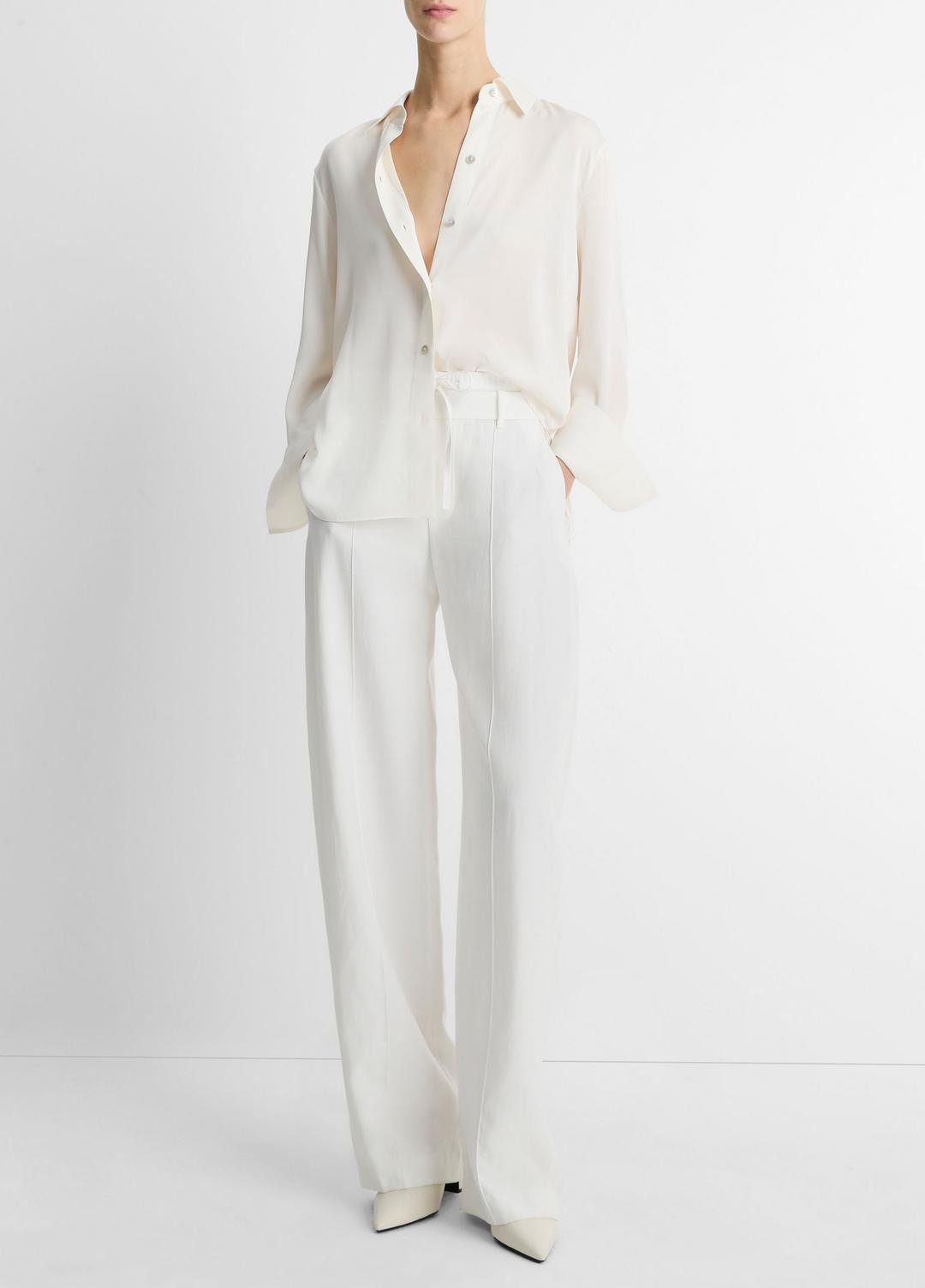 VINCE Best Seller - Stretch-Silk Button-Front Blouse in Long Sleeve