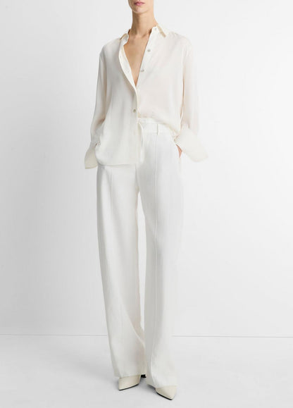 VINCE Best Seller - Stretch-Silk Button-Front Blouse in Long Sleeve