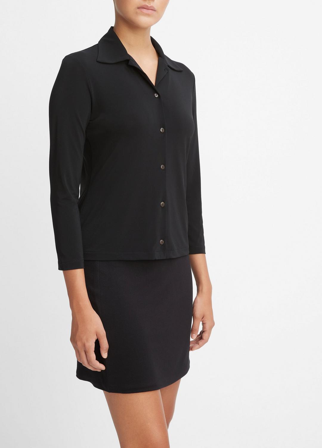 VINCE Deals - Three-Quarter-Sleeve Button-Front Polo Top in Long Sleeve