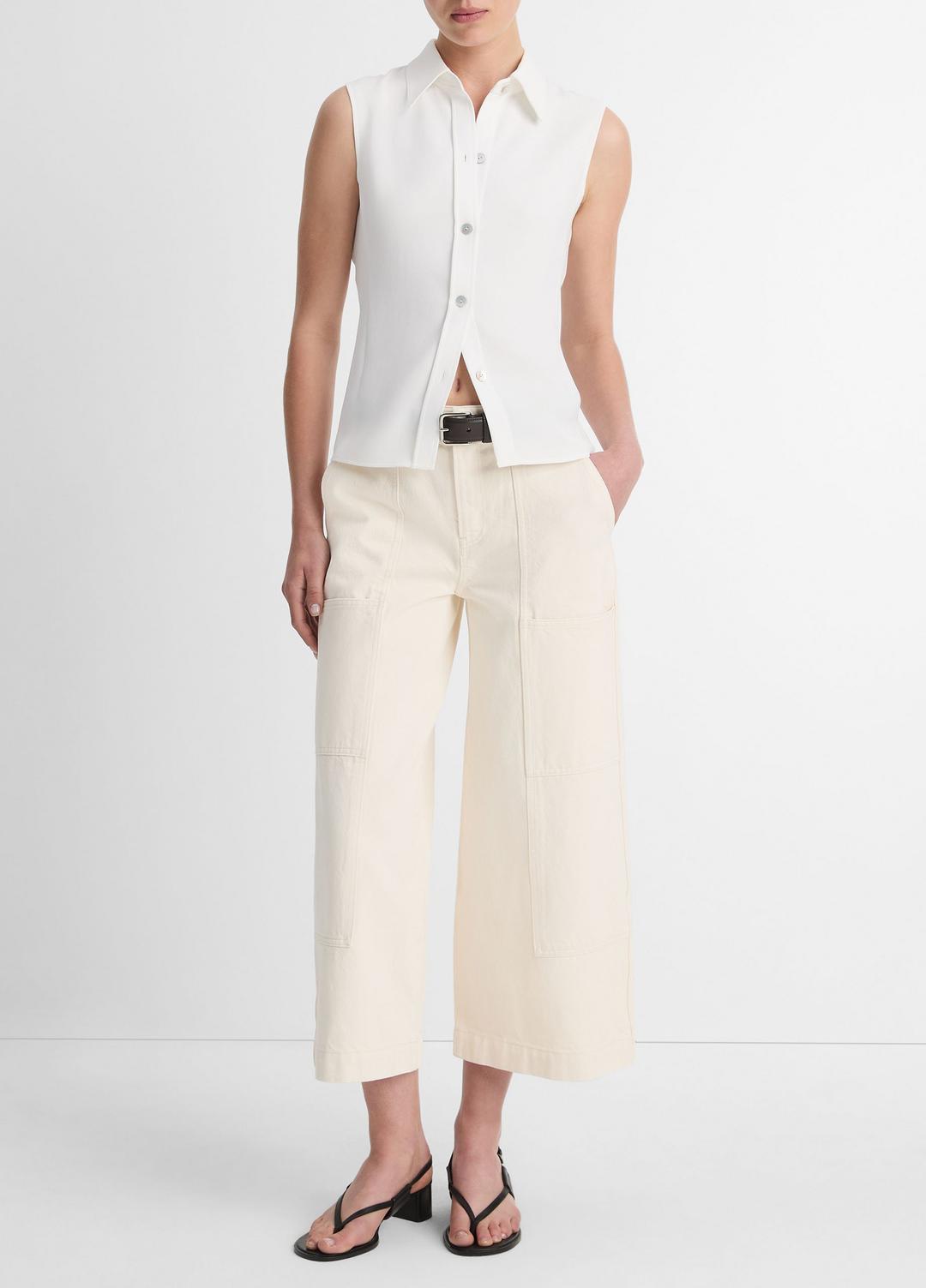 VINCE Trusted - Sleeveless Button-Front Shirt in Short Sleeve