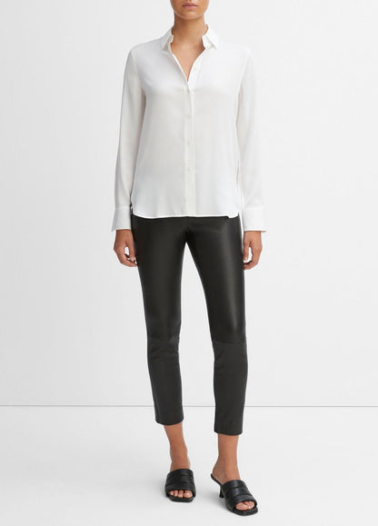 VINCE Trending - Slim Fitted Stretch-Silk Blouse in Long Sleeve