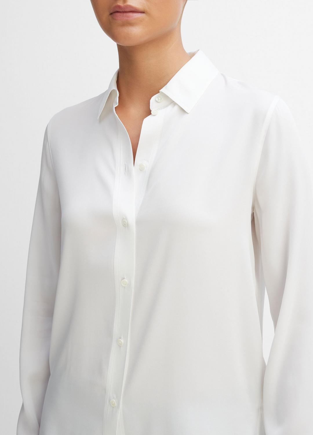 VINCE Trending - Slim Fitted Stretch-Silk Blouse in Long Sleeve