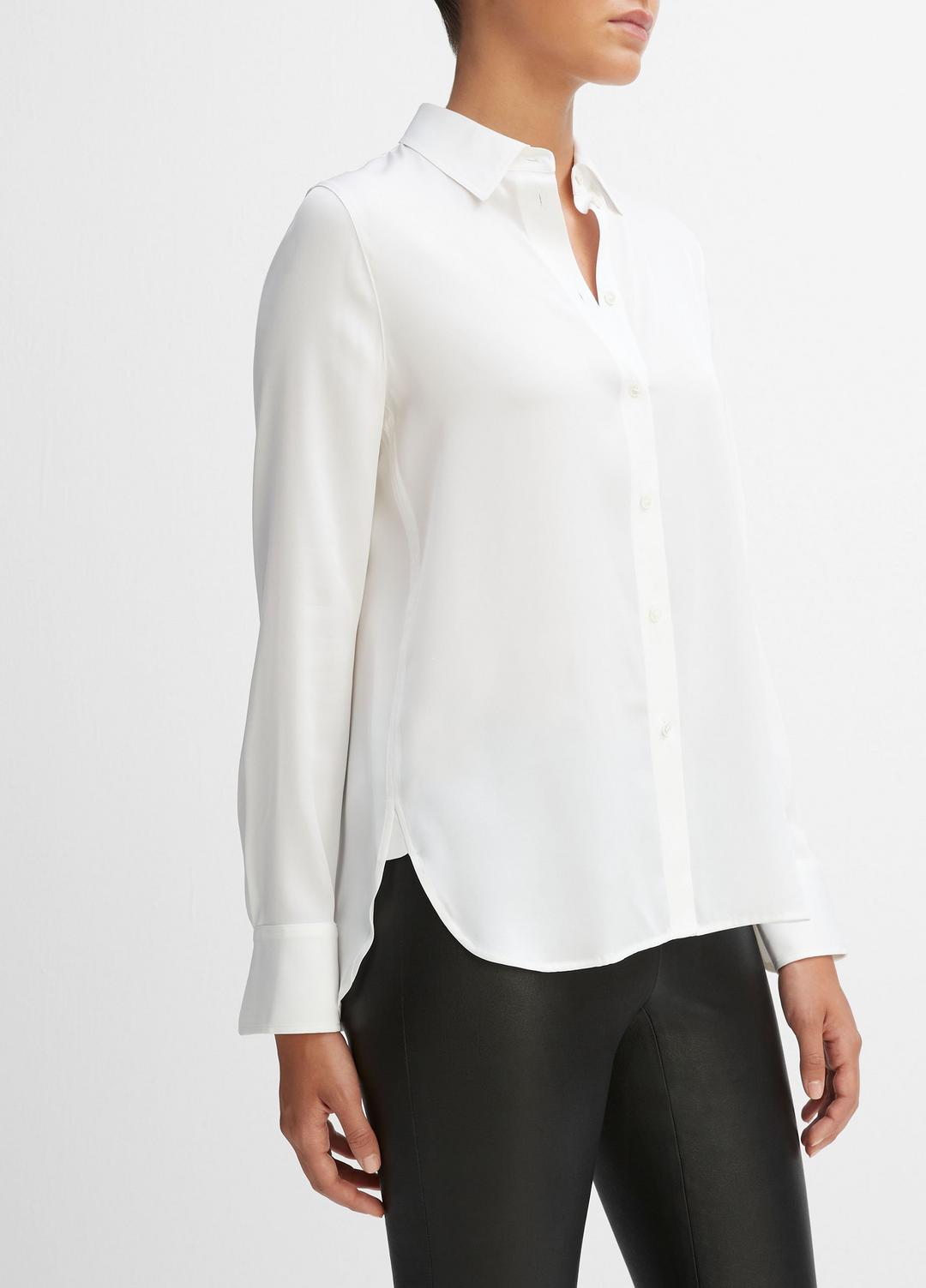 VINCE Trending - Slim Fitted Stretch-Silk Blouse in Long Sleeve