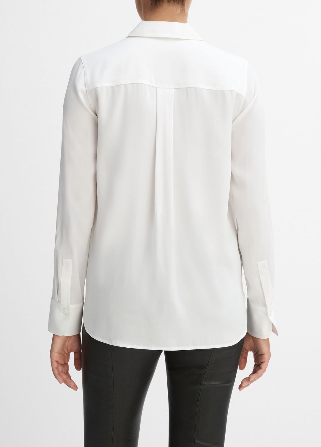 VINCE Trending - Slim Fitted Stretch-Silk Blouse in Long Sleeve