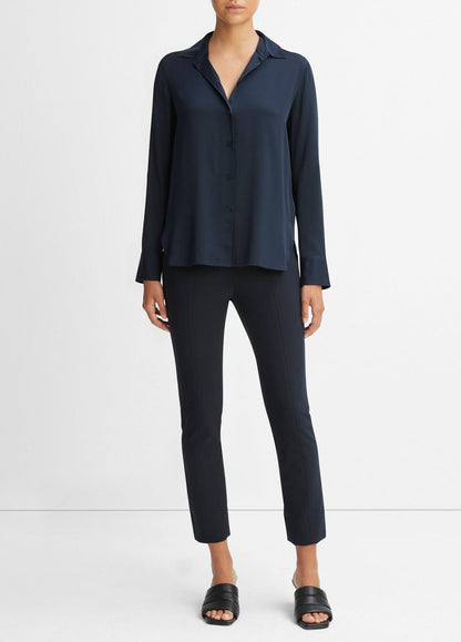 VINCE Classic - Slim Fitted Stretch-Silk Blouse in Long Sleeve