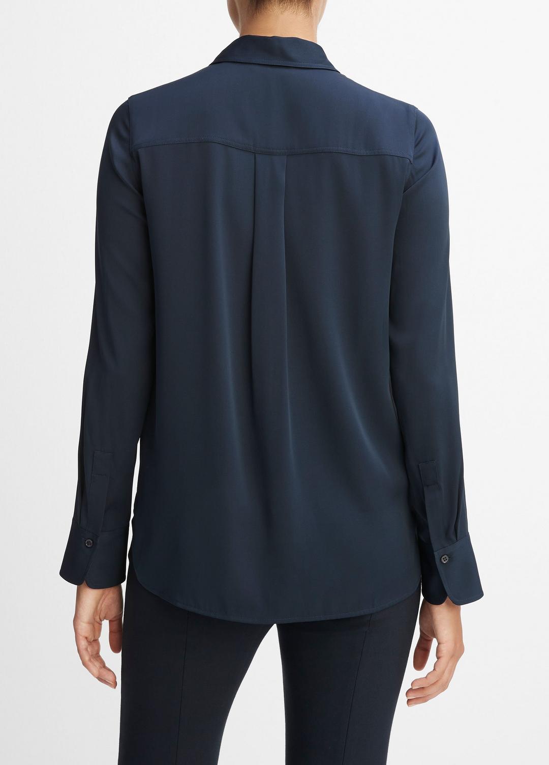VINCE Classic - Slim Fitted Stretch-Silk Blouse in Long Sleeve