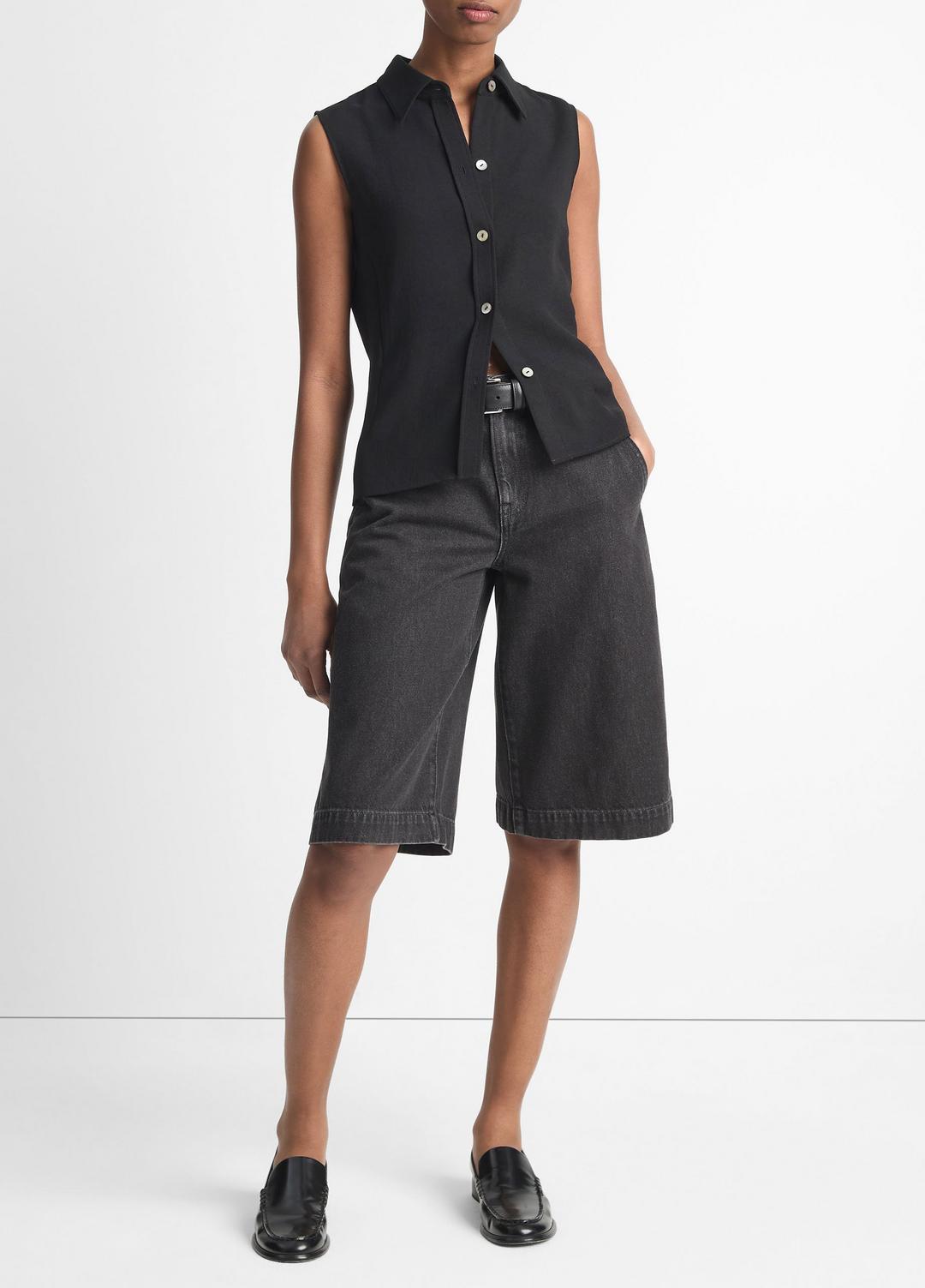 VINCE Best Seller - Sleeveless Button-Front Shirt in Short Sleeve