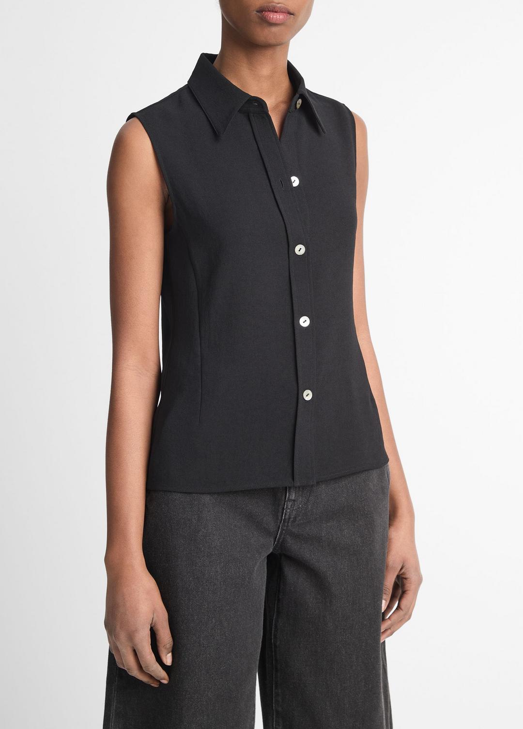 VINCE Best Seller - Sleeveless Button-Front Shirt in Short Sleeve