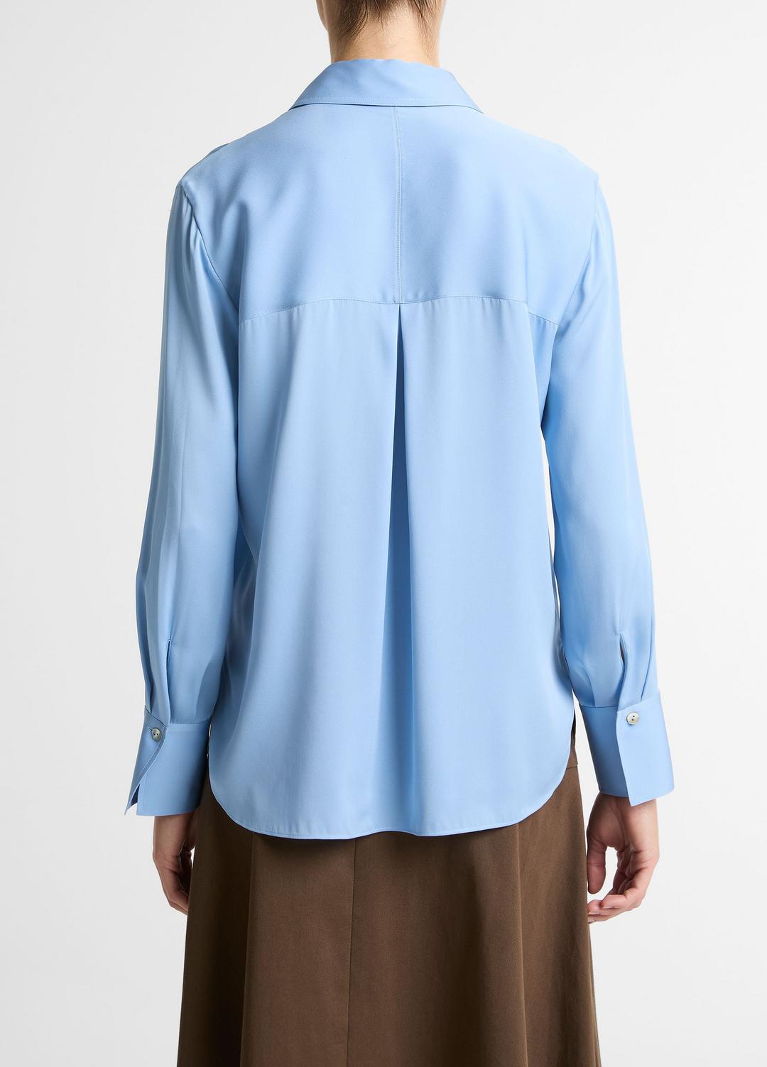 VINCE Hot Sale - Stretch-Silk Button-Front Blouse in Long Sleeve