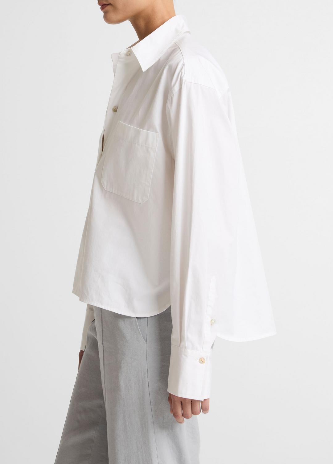 VINCE Special Offer - Cotton Cropped Button-Front Shirt  in Long Sleeve