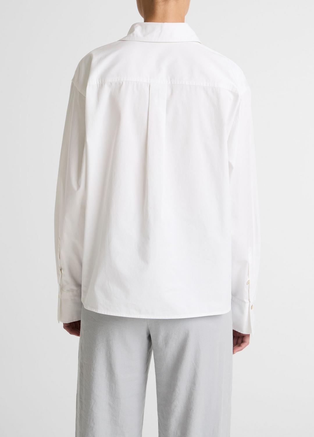 VINCE Special Offer - Cotton Cropped Button-Front Shirt  in Long Sleeve