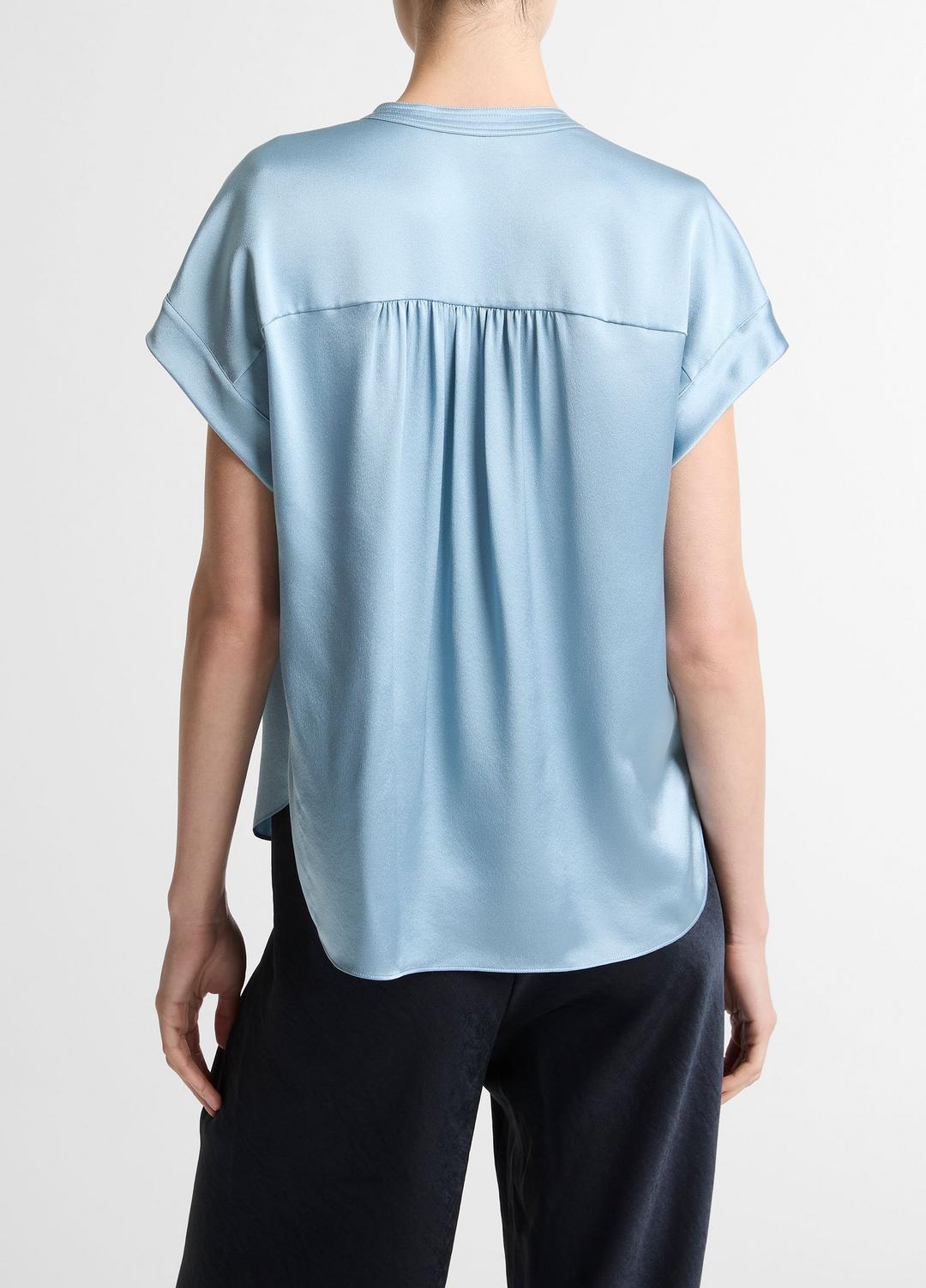 VINCE Smart Buy - Silk Gathered Cap-Sleeve Blouse in Short Sleeve