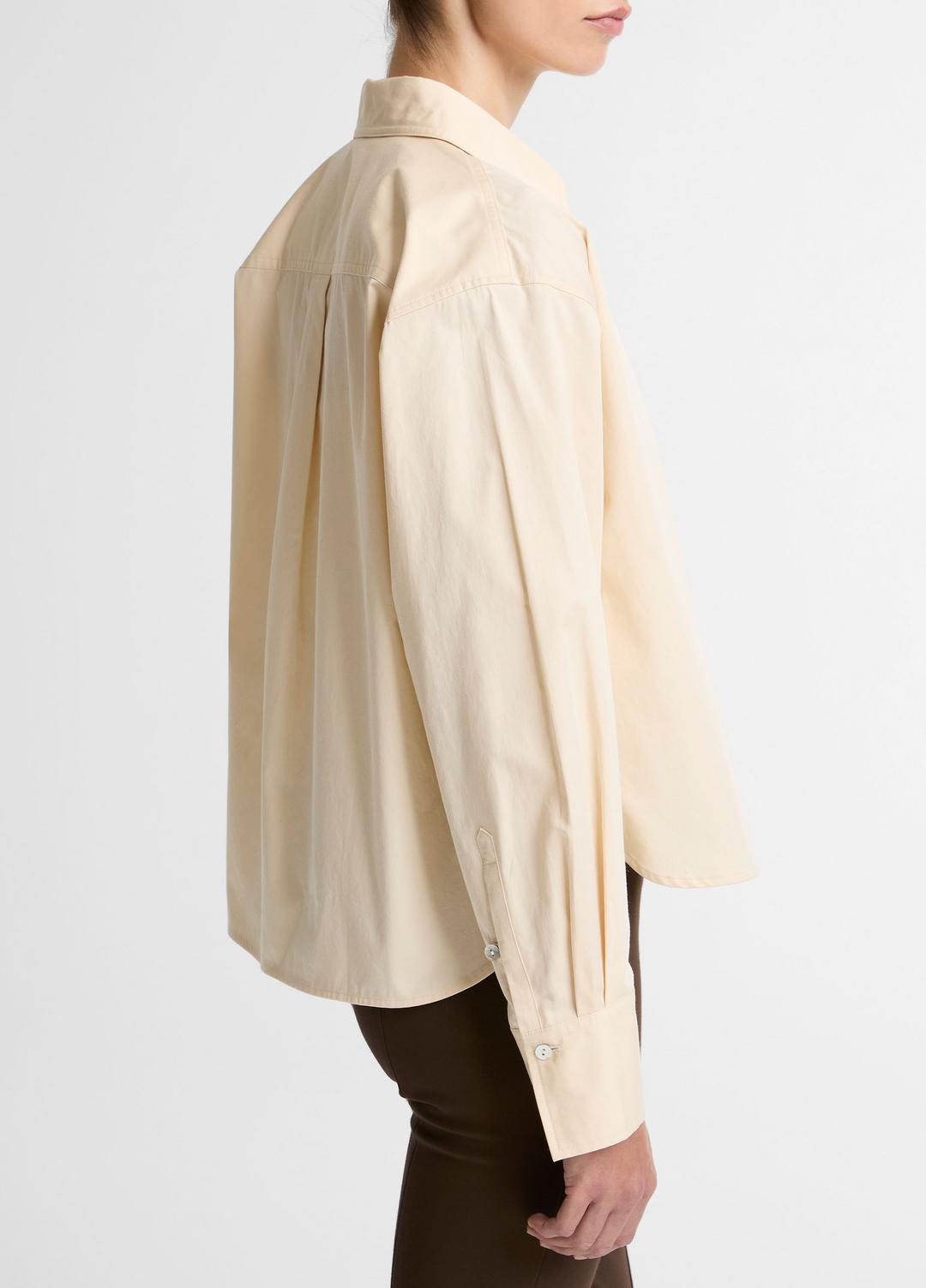 VINCE Value - Cotton Cropped Button-Front Shirt  in Long Sleeve