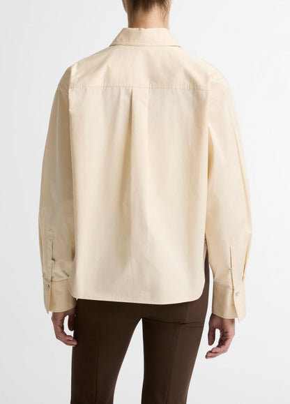 VINCE Value - Cotton Cropped Button-Front Shirt  in Long Sleeve