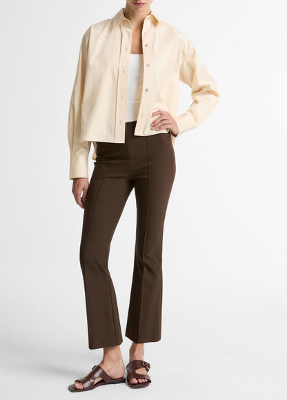 VINCE Value - Cotton Cropped Button-Front Shirt  in Long Sleeve