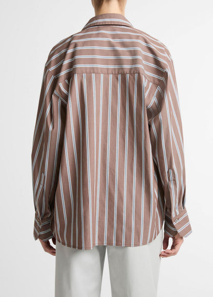 VINCE Smart Buy - Striped Cotton-Blend Button-Front Shirt in Long Sleeve