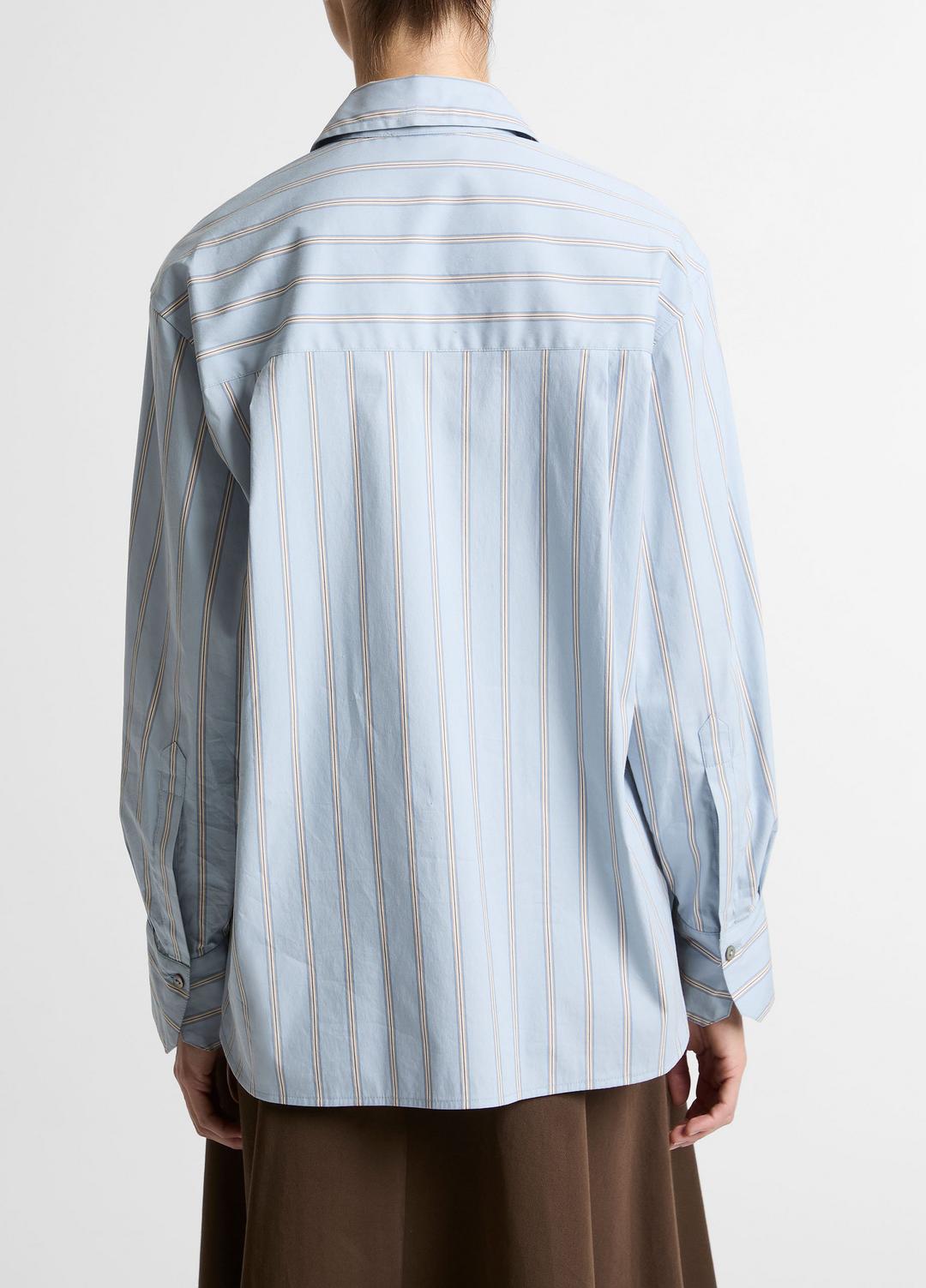 VINCE New - Striped Cotton-Blend Button-Front Shirt in Long Sleeve