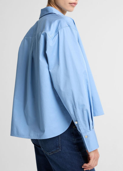 VINCE Special Offer - Cotton Cropped Button-Front Shirt  in Long Sleeve