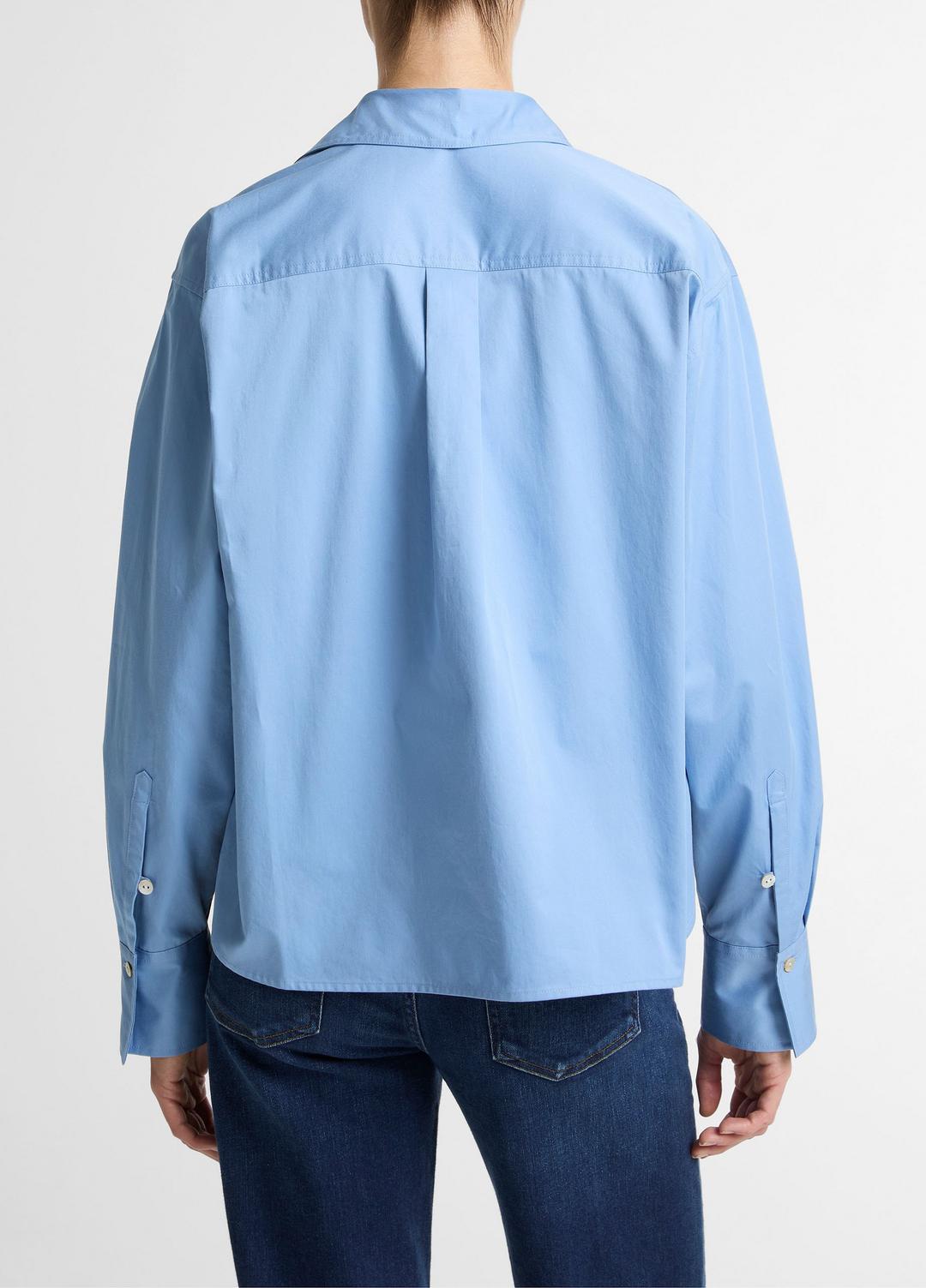 VINCE Special Offer - Cotton Cropped Button-Front Shirt  in Long Sleeve