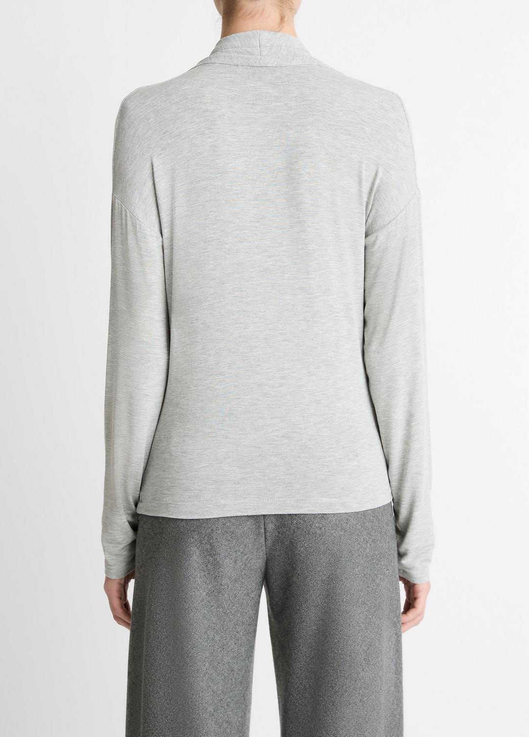 VINCE Deals - Relaxed Fixed-Wrap Jersey Top in Long Sleeve