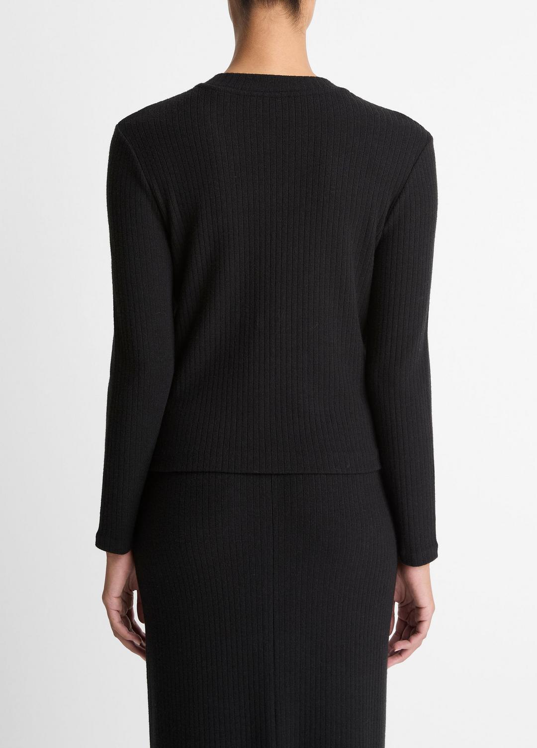 VINCE Sale - Cozy Rib High V-Neck Top in Long Sleeve