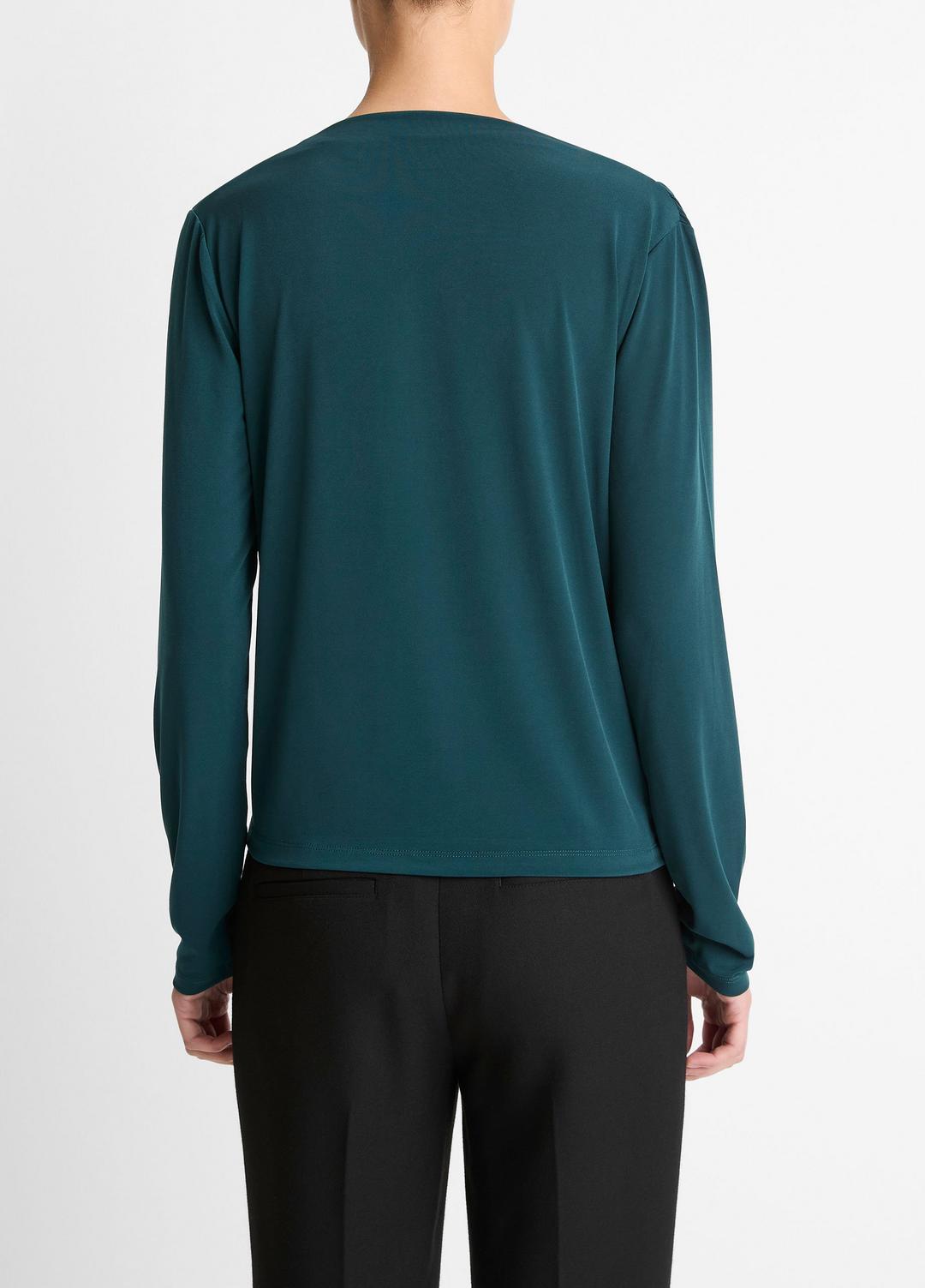 VINCE Premium - Matte Jersey Cowl-Neck Top in Long Sleeve