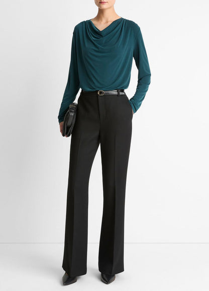 VINCE Premium - Matte Jersey Cowl-Neck Top in Long Sleeve