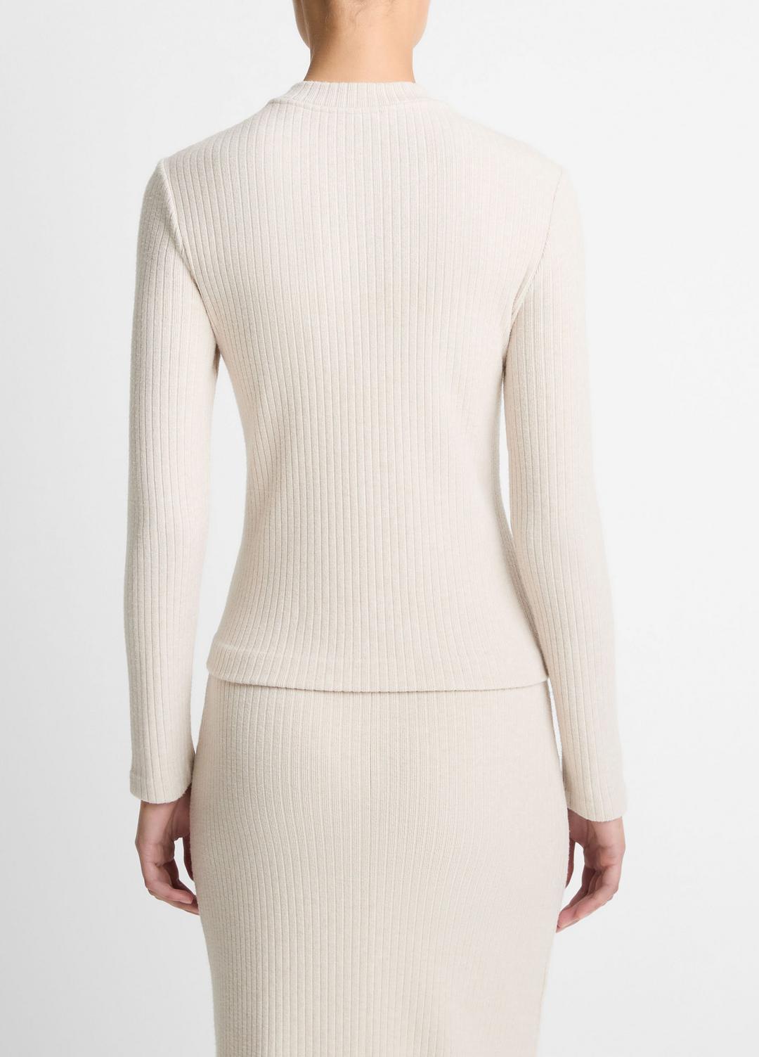 VINCE Hot Sale - Cozy Rib High V-Neck Top in Long Sleeve