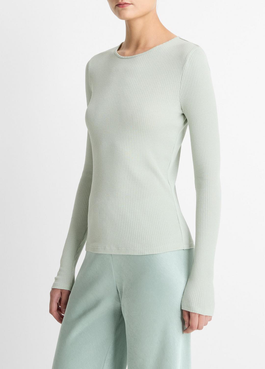 VINCE Best Seller - Ribbed Pima Cotton Long-Sleeve T-Shirt in Long Sleeve