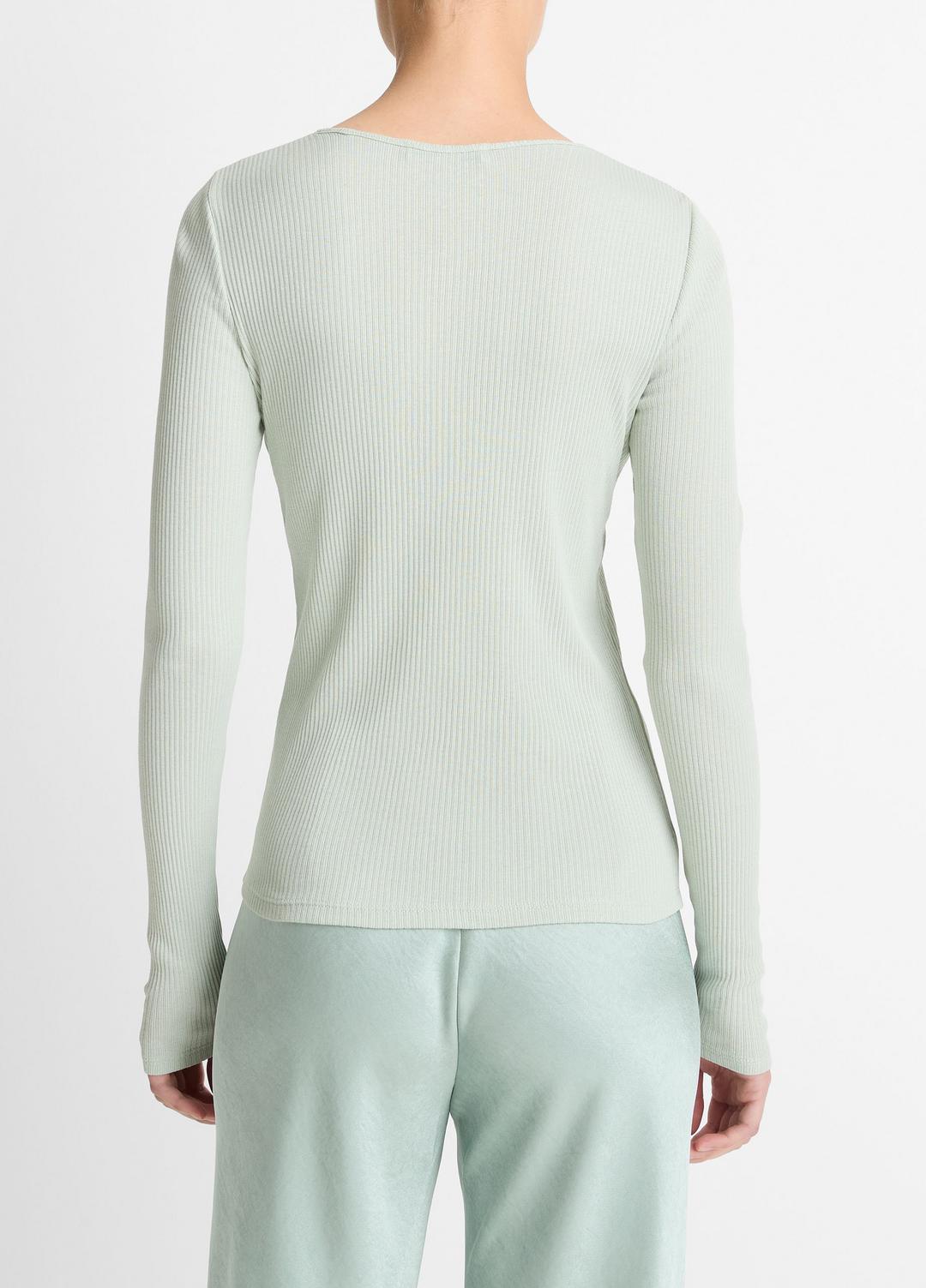 VINCE Best Seller - Ribbed Pima Cotton Long-Sleeve T-Shirt in Long Sleeve