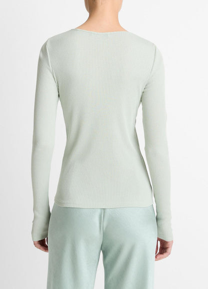 VINCE Best Seller - Ribbed Pima Cotton Long-Sleeve T-Shirt in Long Sleeve
