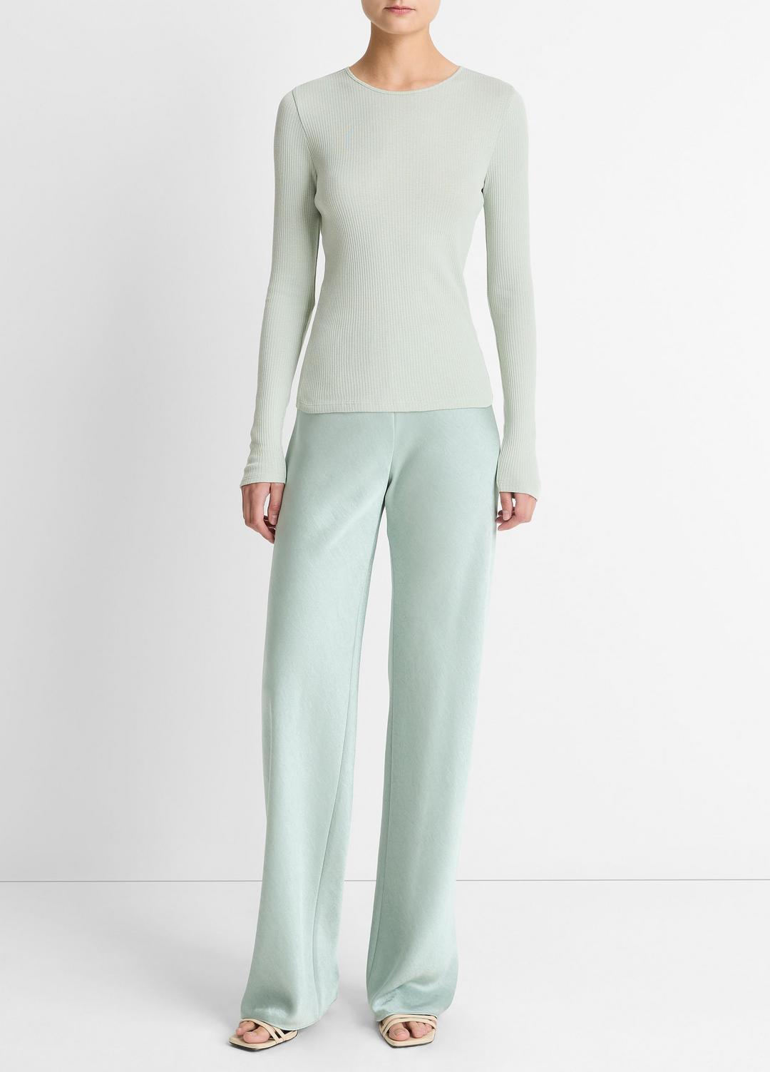 VINCE Best Seller - Ribbed Pima Cotton Long-Sleeve T-Shirt in Long Sleeve