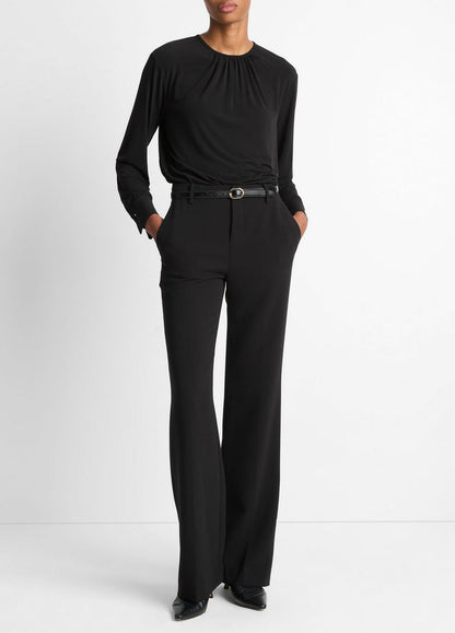 VINCE Recommended - Matte Jersey Gathered Blouse in Long Sleeve