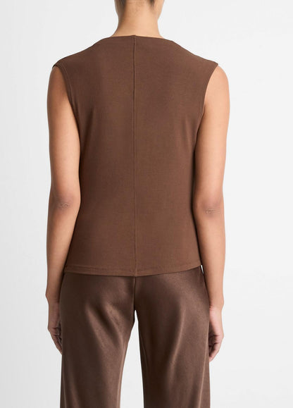 VINCE Customer Favorite - Jersey Draped Cowl-Neck Top in Tank Tops