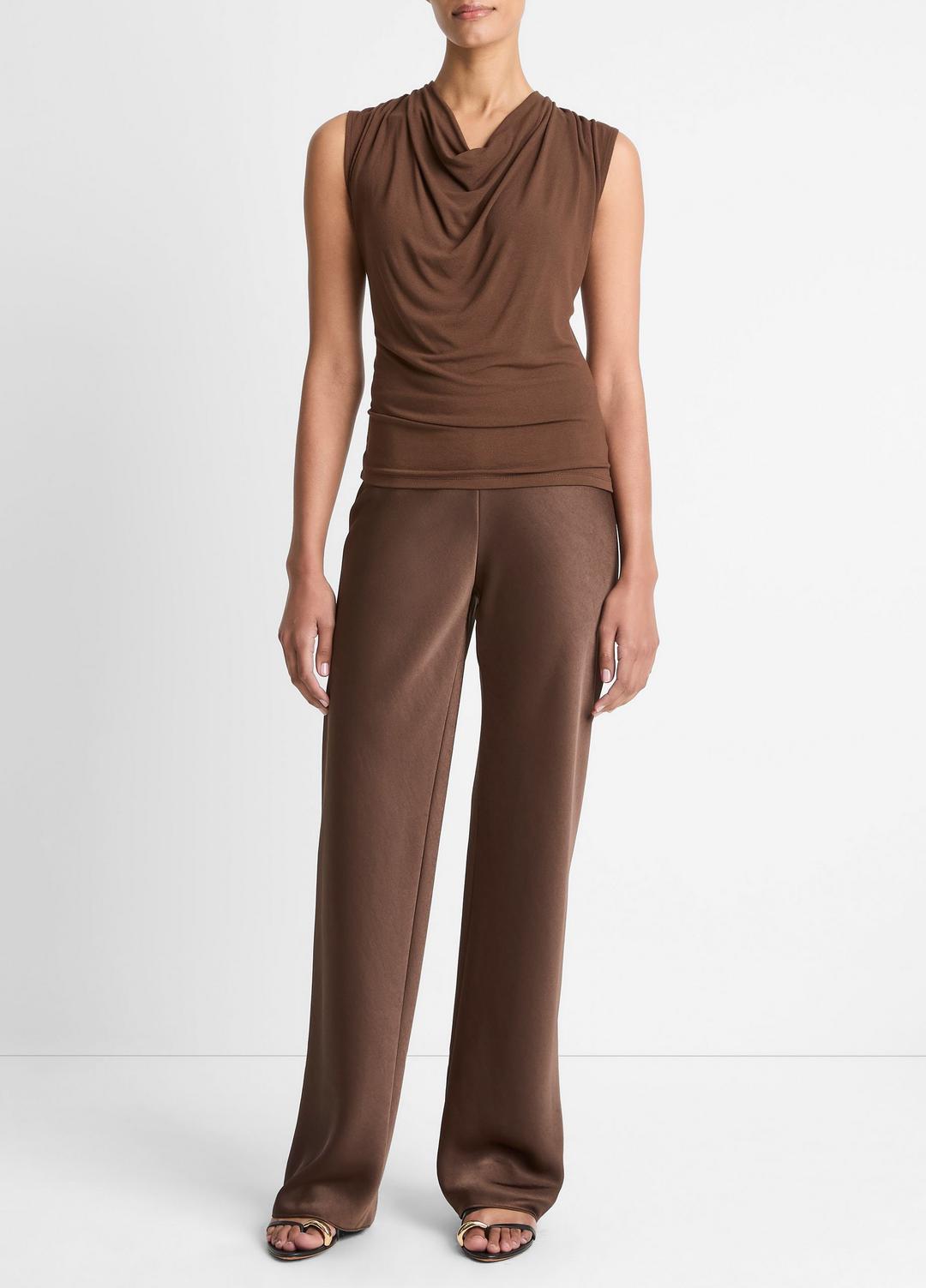 VINCE Customer Favorite - Jersey Draped Cowl-Neck Top in Tank Tops
