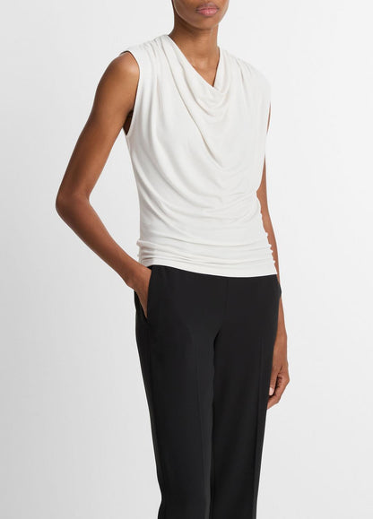 VINCE Best Price - Jersey Draped Cowl-Neck Top in Tank Tops
