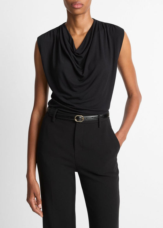 VINCE Best Seller - Jersey Draped Cowl-Neck Top in Tank Tops