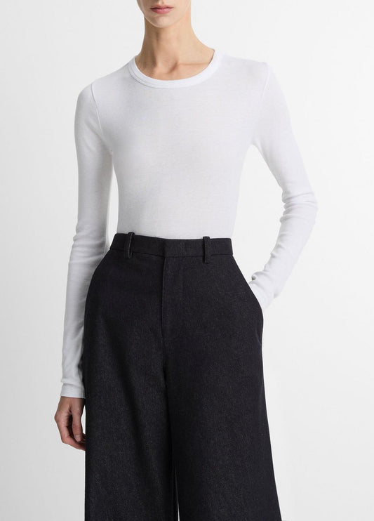VINCE Essential - Essential Pima Cotton-Blend Long-Sleeve T-Shirt in Long Sleeve