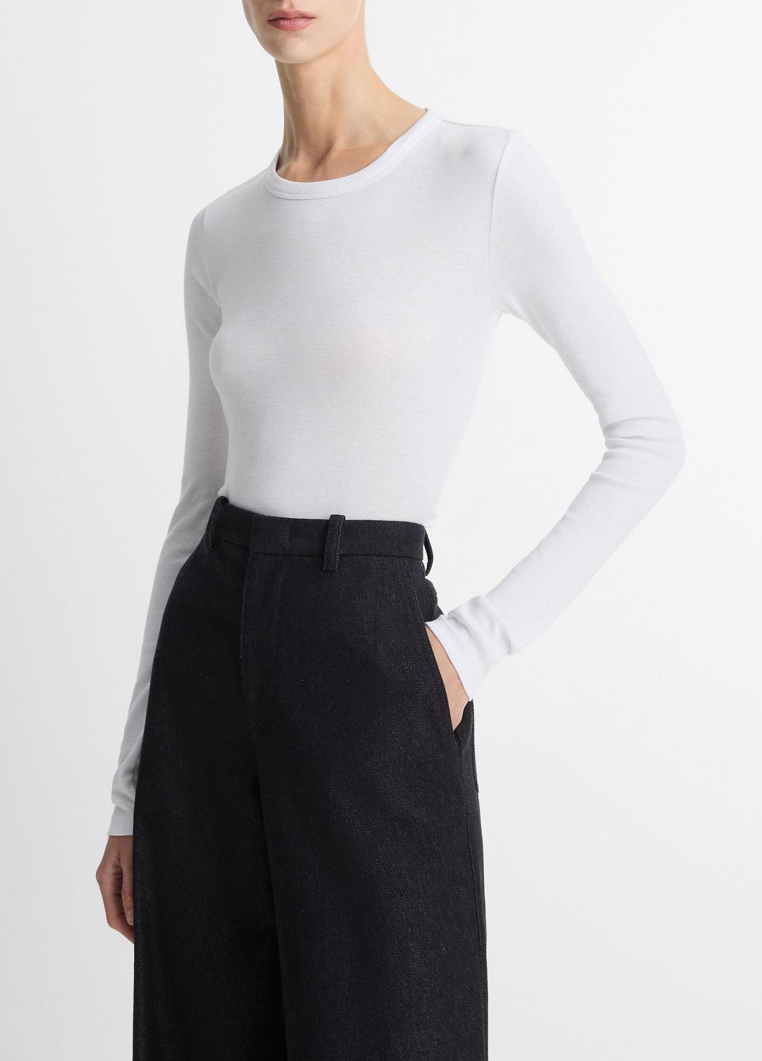 VINCE Essential - Essential Pima Cotton-Blend Long-Sleeve T-Shirt in Long Sleeve