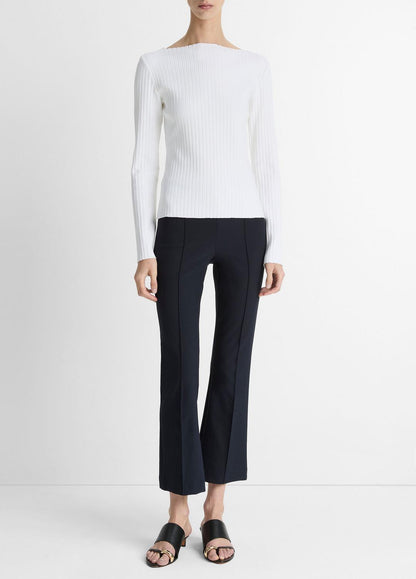 VINCE Deals - Ribbed Cotton-Blend Slash-Neck Long-Sleeve Top in Long Sleeve